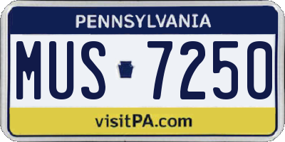 PA license plate MUS7250