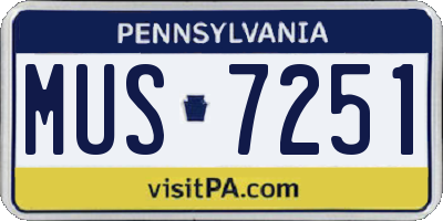 PA license plate MUS7251
