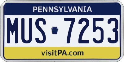 PA license plate MUS7253