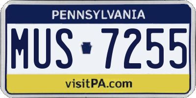 PA license plate MUS7255