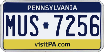 PA license plate MUS7256