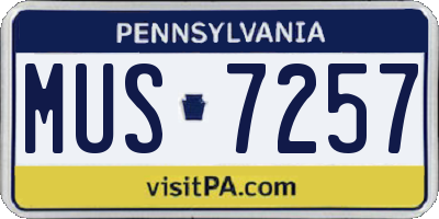PA license plate MUS7257