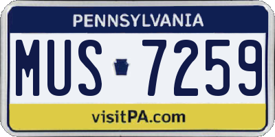 PA license plate MUS7259