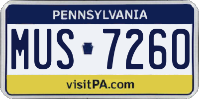 PA license plate MUS7260
