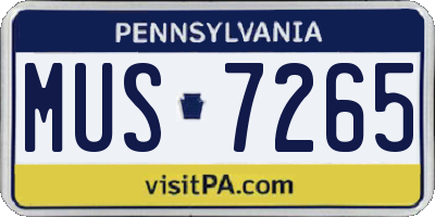 PA license plate MUS7265