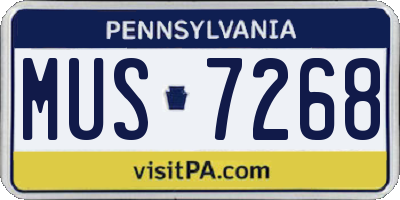 PA license plate MUS7268