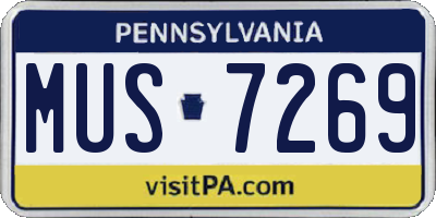 PA license plate MUS7269
