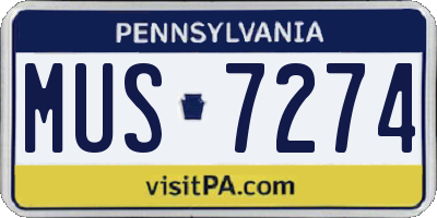 PA license plate MUS7274