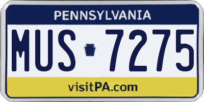 PA license plate MUS7275