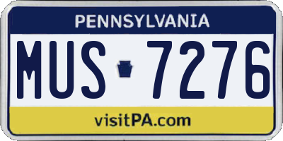 PA license plate MUS7276