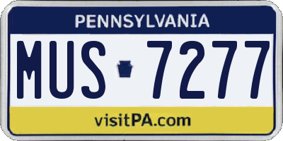 PA license plate MUS7277