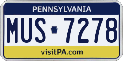 PA license plate MUS7278