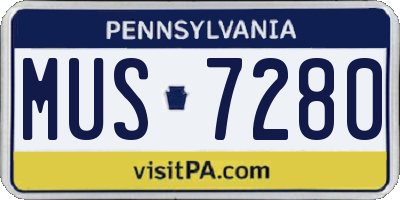 PA license plate MUS7280