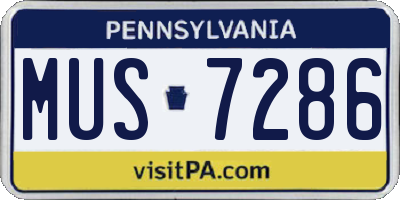 PA license plate MUS7286