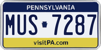 PA license plate MUS7287