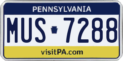 PA license plate MUS7288