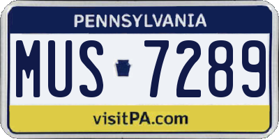 PA license plate MUS7289