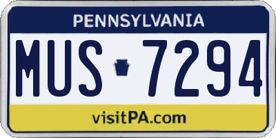 PA license plate MUS7294