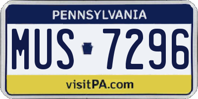 PA license plate MUS7296