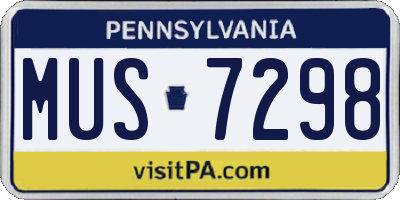PA license plate MUS7298