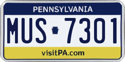 PA license plate MUS7301