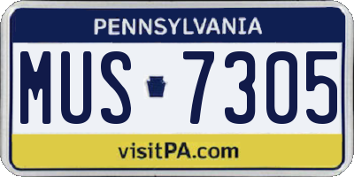 PA license plate MUS7305