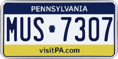 PA license plate MUS7307