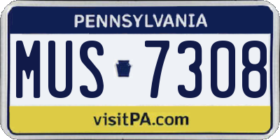 PA license plate MUS7308