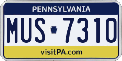PA license plate MUS7310