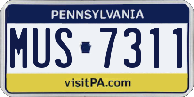 PA license plate MUS7311
