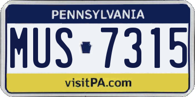 PA license plate MUS7315