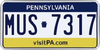 PA license plate MUS7317