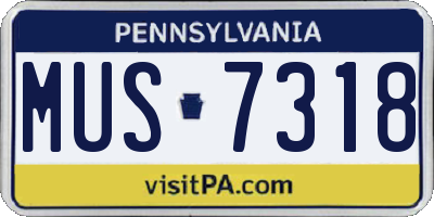 PA license plate MUS7318