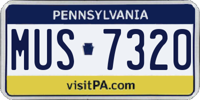 PA license plate MUS7320