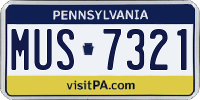PA license plate MUS7321