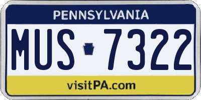 PA license plate MUS7322