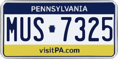 PA license plate MUS7325