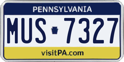 PA license plate MUS7327