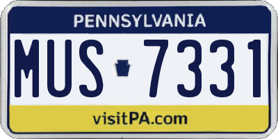 PA license plate MUS7331