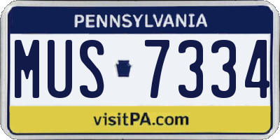 PA license plate MUS7334