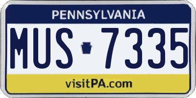 PA license plate MUS7335
