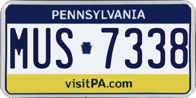 PA license plate MUS7338