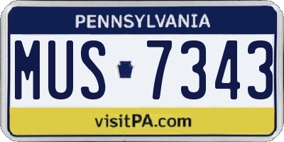 PA license plate MUS7343
