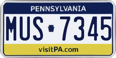 PA license plate MUS7345