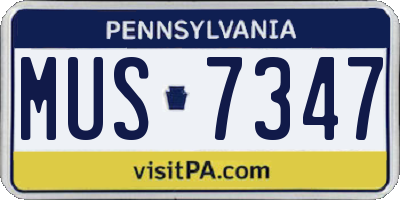PA license plate MUS7347