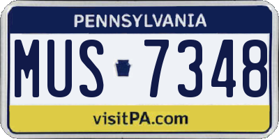 PA license plate MUS7348