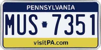 PA license plate MUS7351