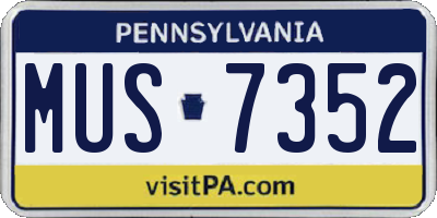 PA license plate MUS7352