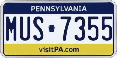PA license plate MUS7355