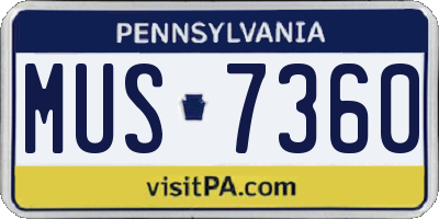 PA license plate MUS7360
